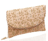 Kuber Industries Handcrafted Embroidered Clutch Bag Purse Handbag for Bridal, Casual, Party, Wedding (Peach) - CTKTC034519